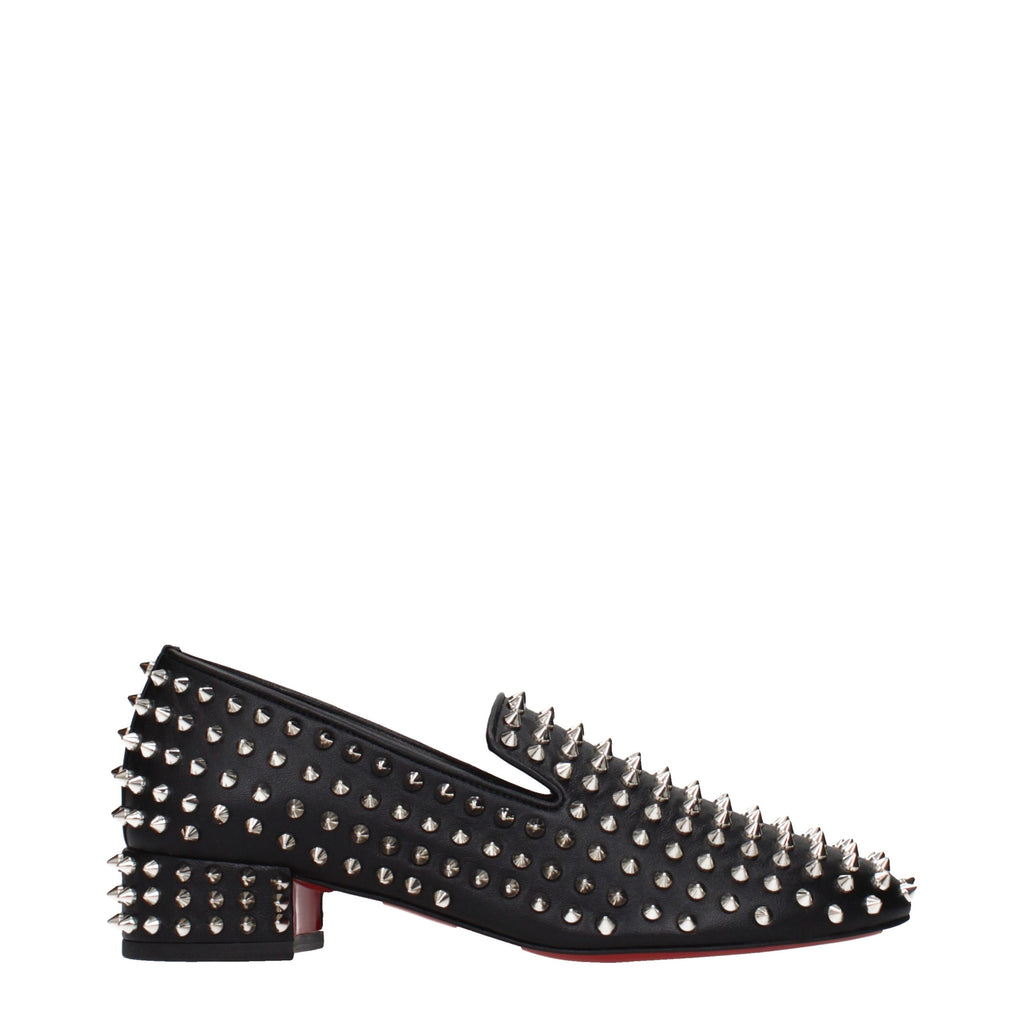 Christian Louboutin | Black Leather Slip-On Loafers