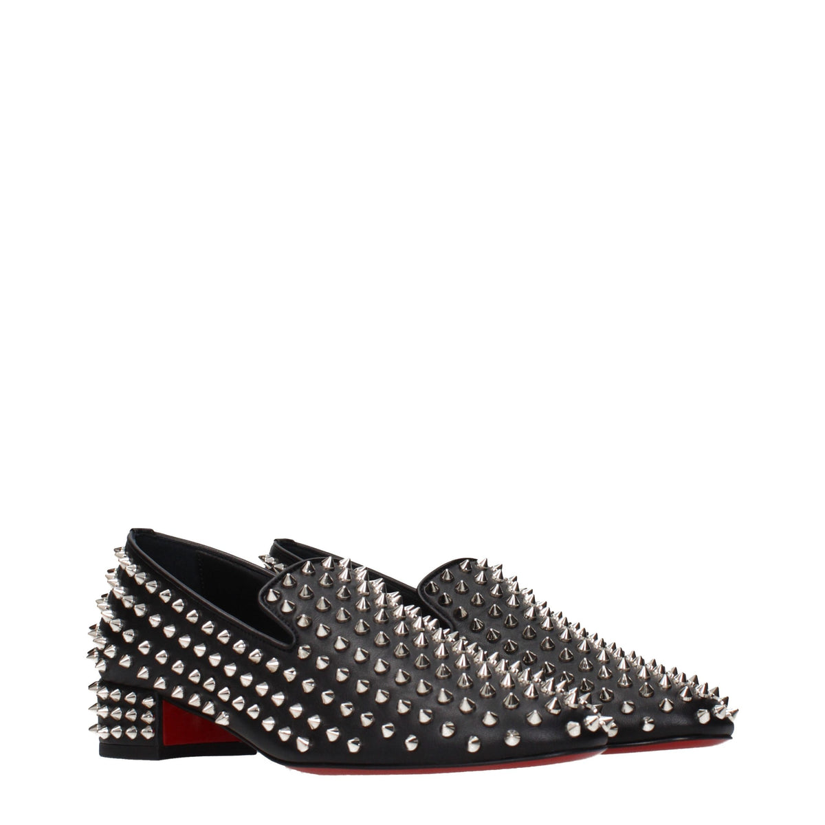Christian Louboutin | Black Leather Slip-On Loafers