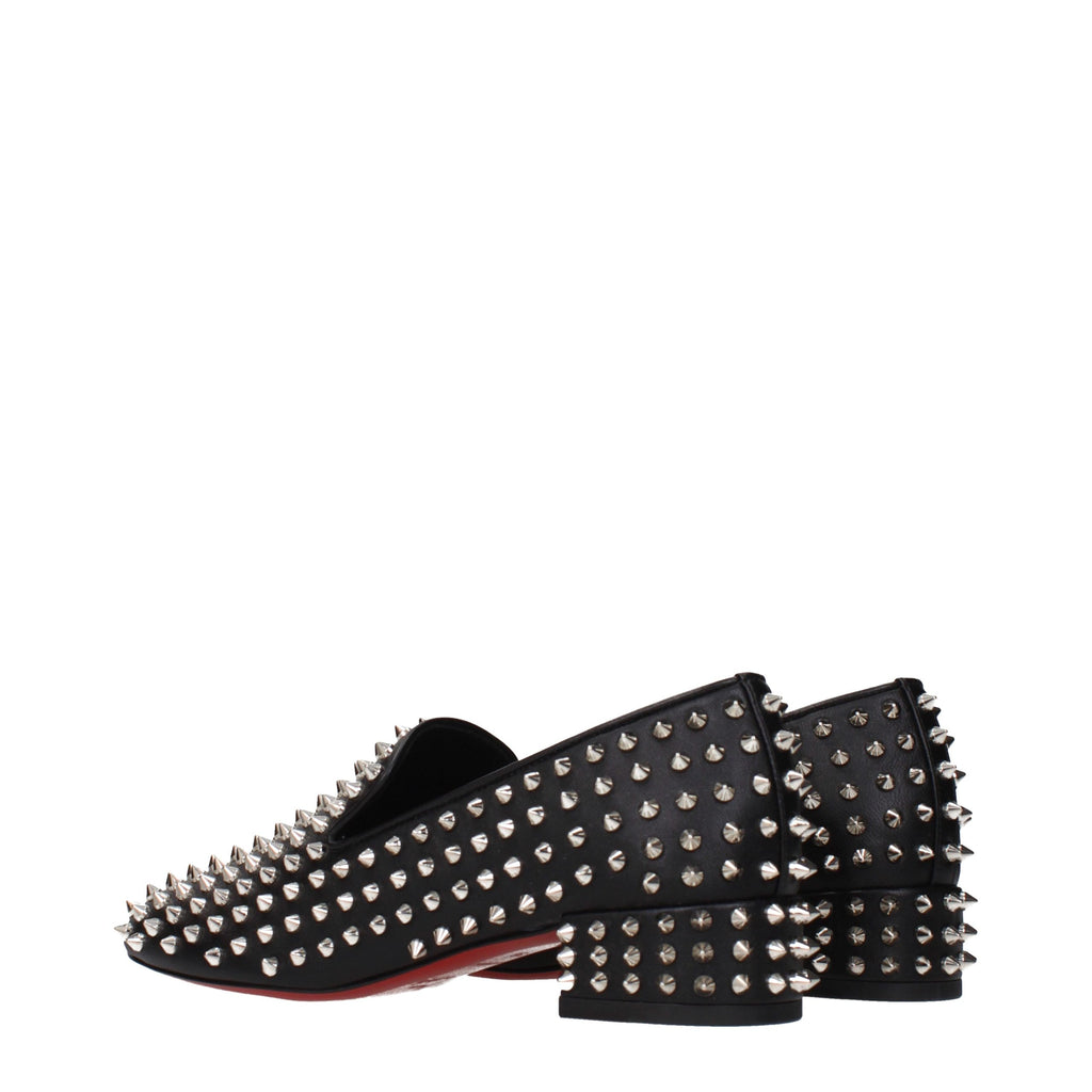 Christian Louboutin | Black Leather Slip-On Loafers