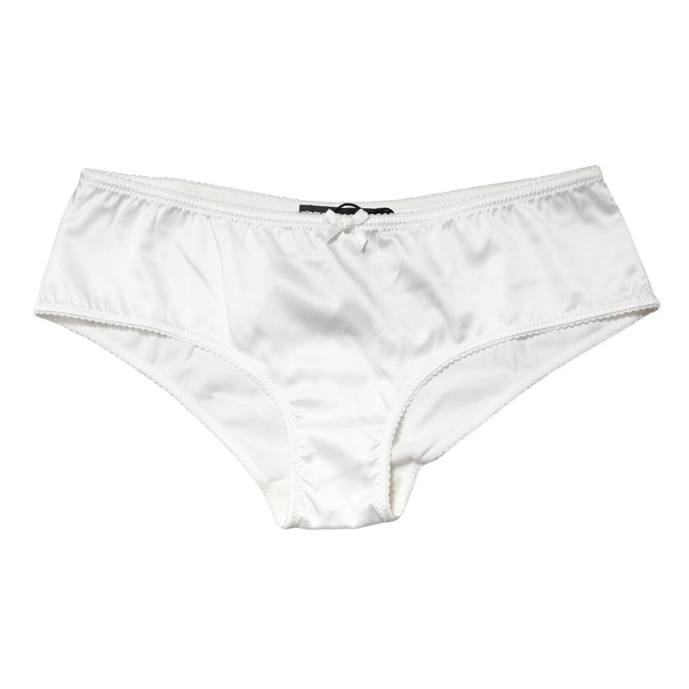 Dolce & Gabbana | White Silk Stretch Mid Waist Brief Panty Underwear