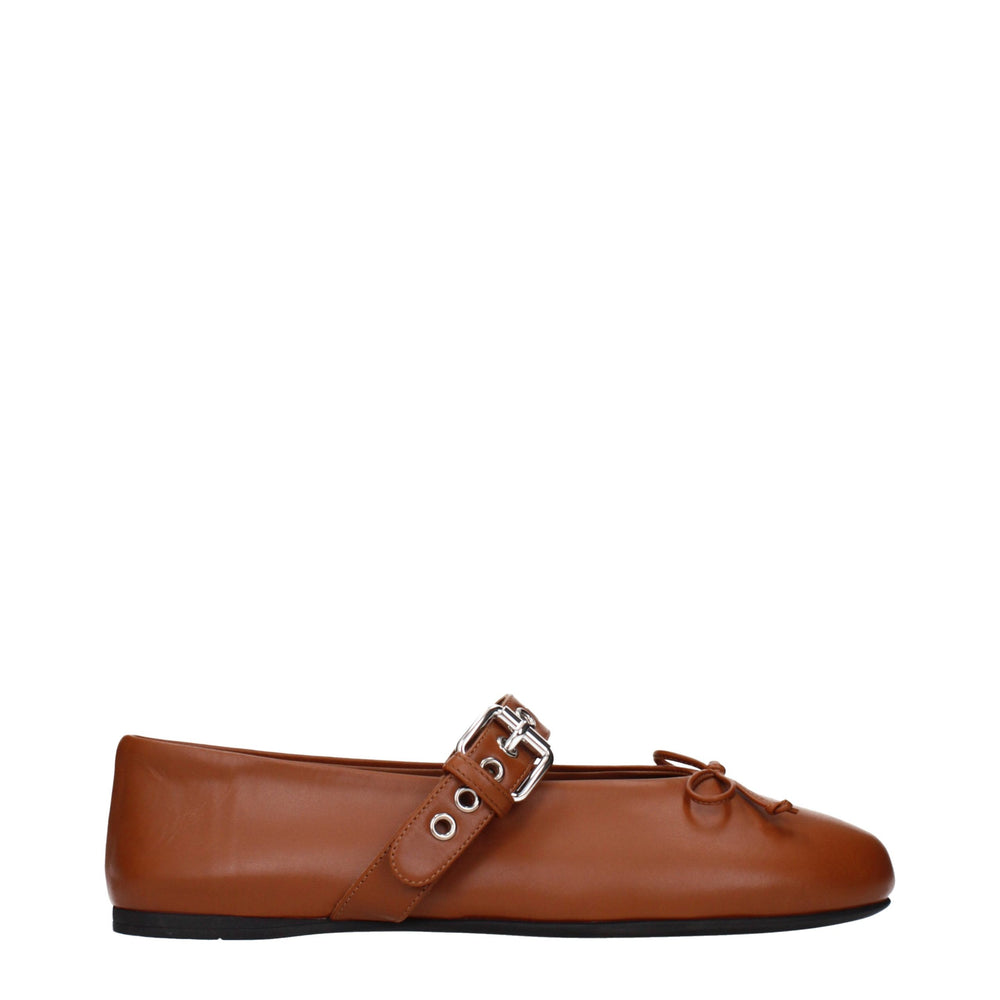 Miu Miu | Brown Leather Ballet Flats
