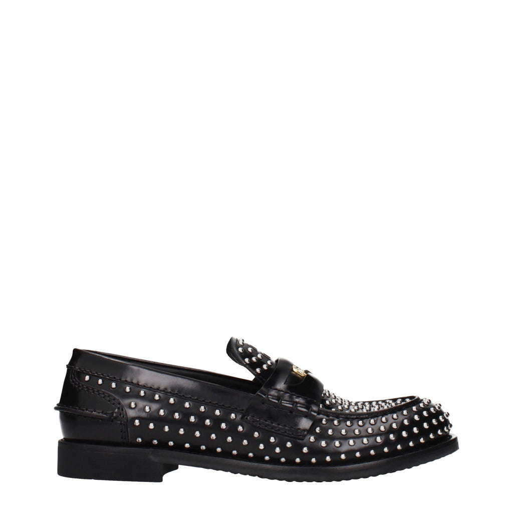 Miu Miu | Black Leather Slip-On Loafers
