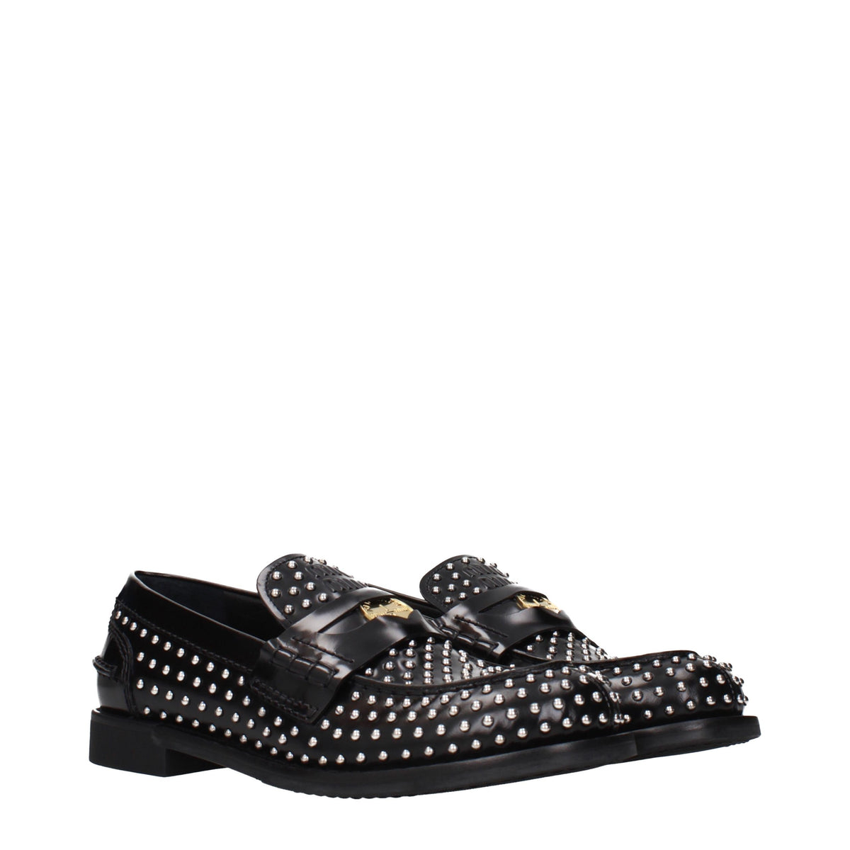 Miu Miu | Black Leather Slip-On Loafers