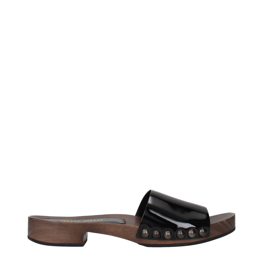 Miu Miu | Black Leather Slippers