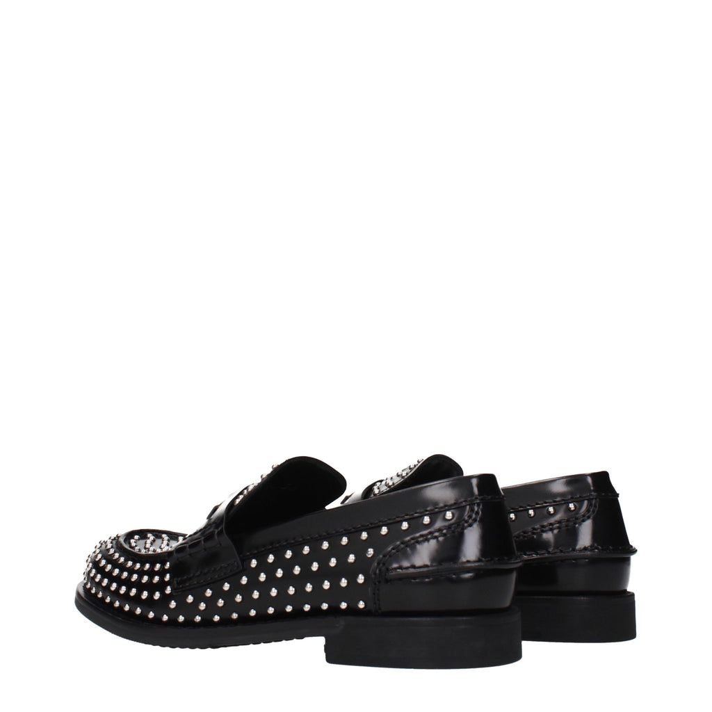 Miu Miu | Black Leather Slip-On Loafers