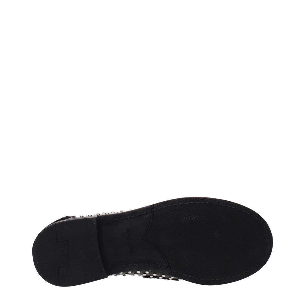 Miu Miu | Black Leather Slip-On Loafers