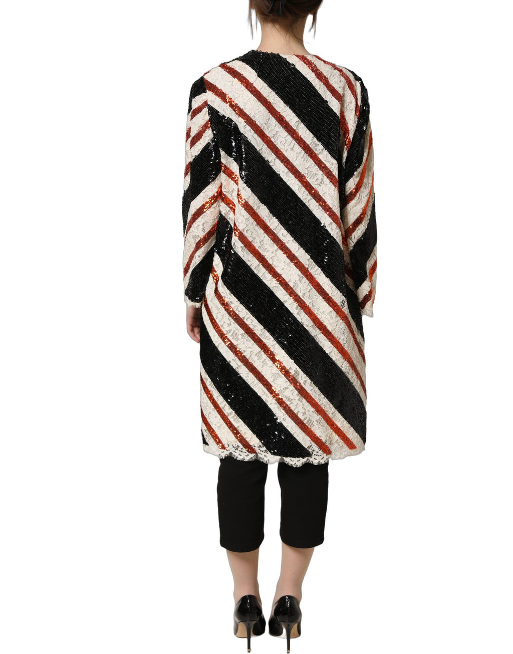 Dolce & Gabbana | Multicolor Stripe Sequin Duster Coat Jacket