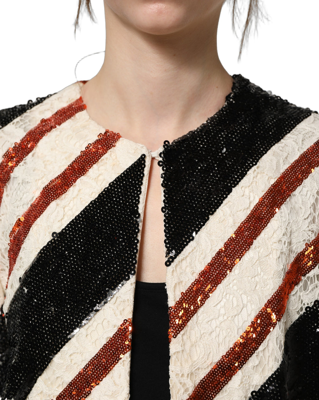 Dolce & Gabbana | Multicolor Stripe Sequin Duster Coat Jacket