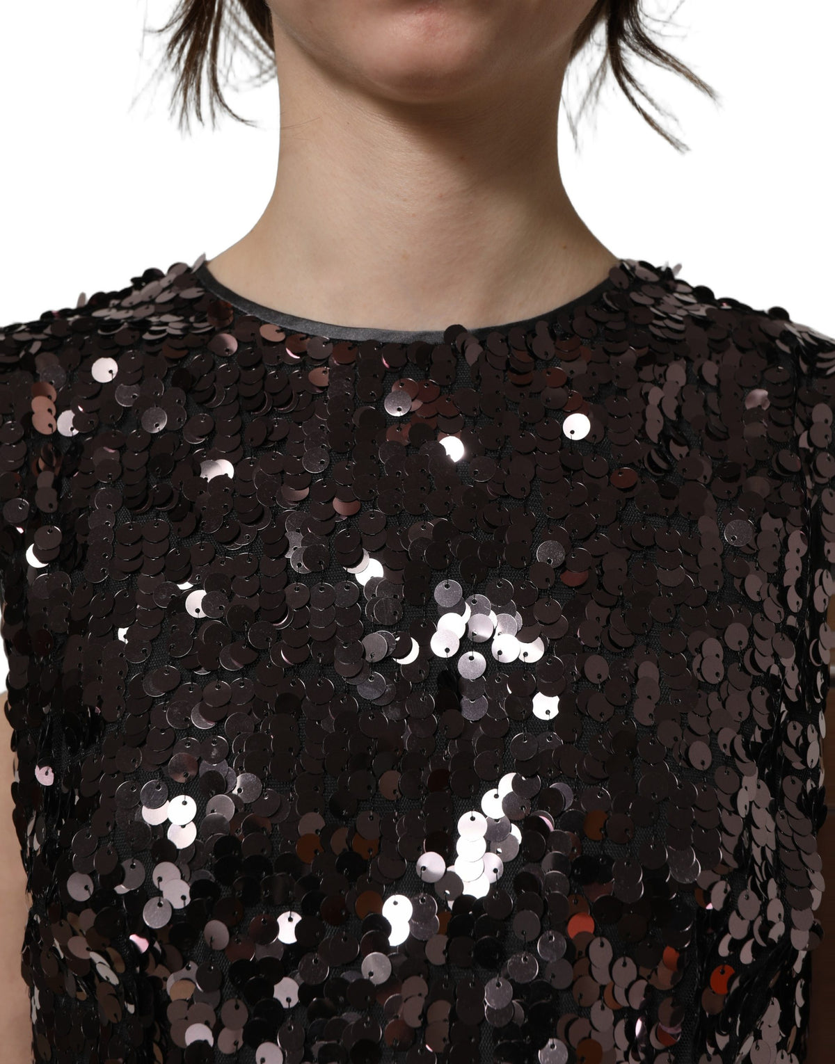 Dolce & Gabbana | Purple Sequined Sleeveless Cropped Tank Top