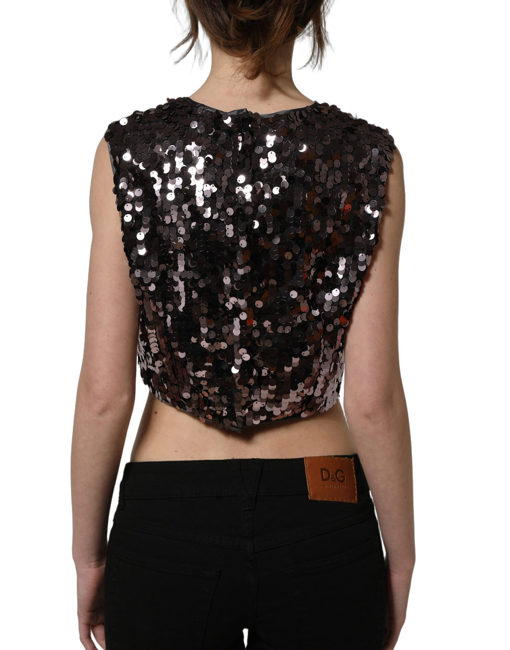 Dolce & Gabbana | Purple Sequined Sleeveless Cropped Tank Top