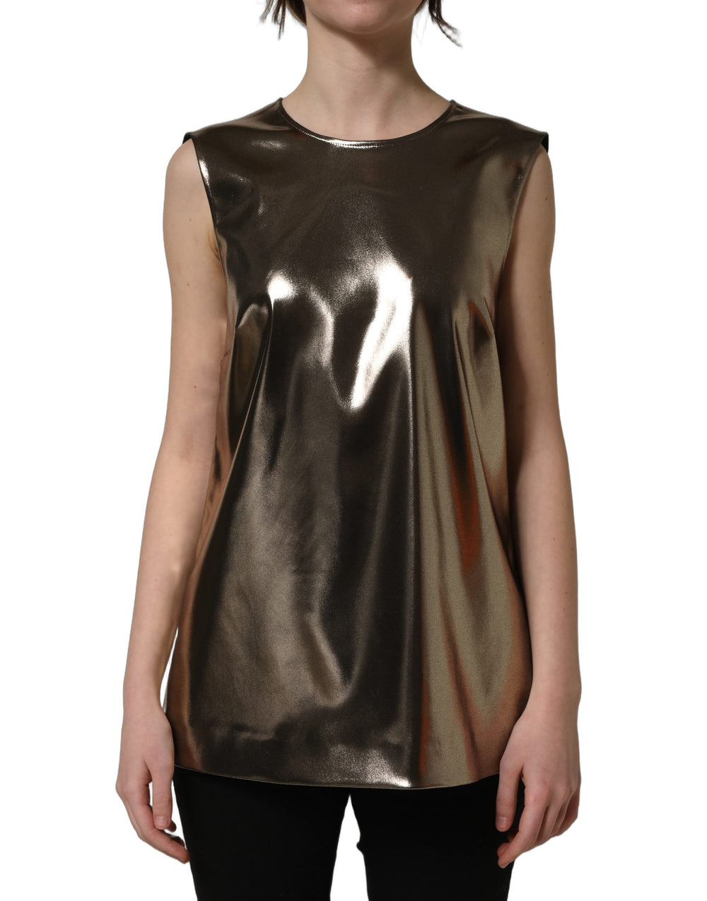 Dolce & Gabbana | Metallic Bronze Roundneck SleevelessTank Top