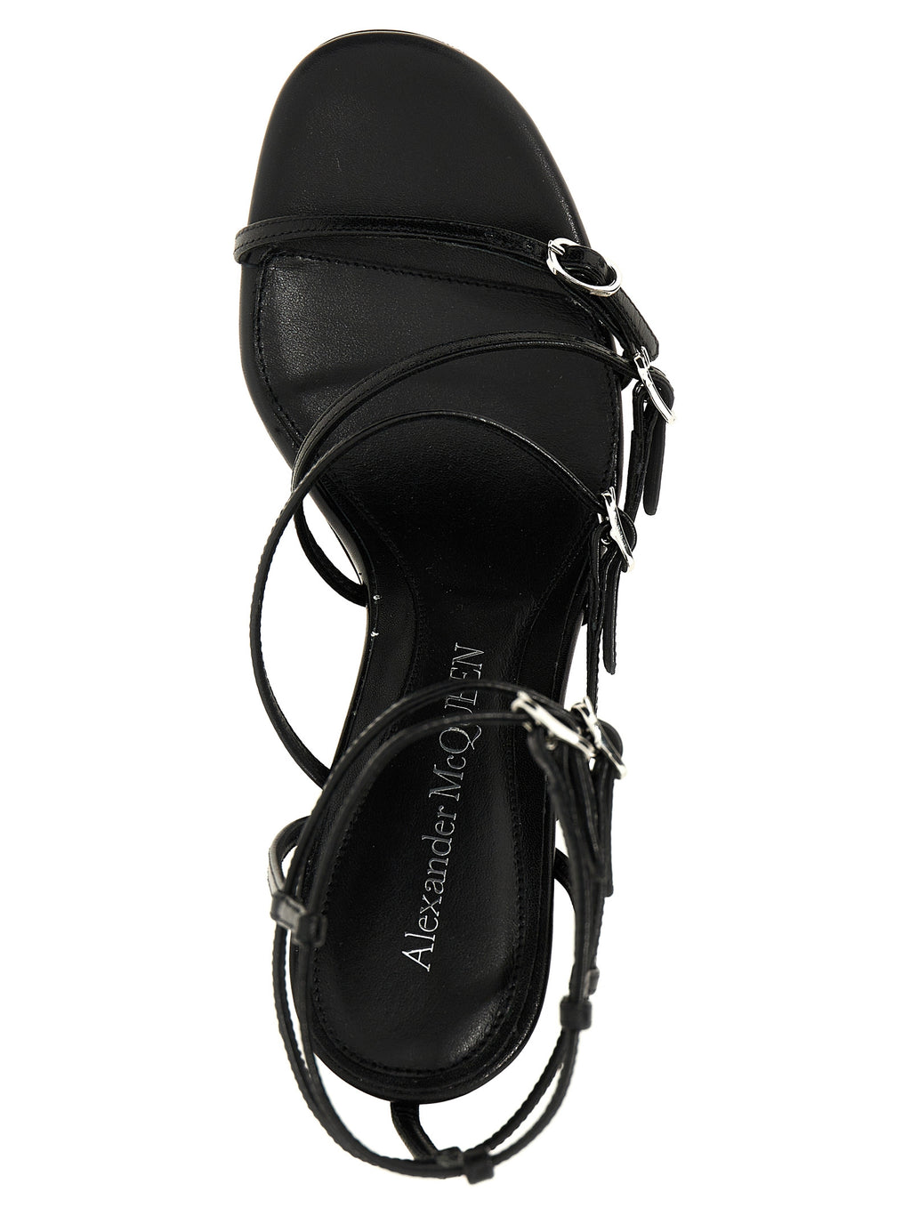 Alexander McQueen | Black Lambskin Stiletto Heel Sandals