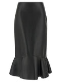 Fendi | Black Lamb Leather Midi Skirt