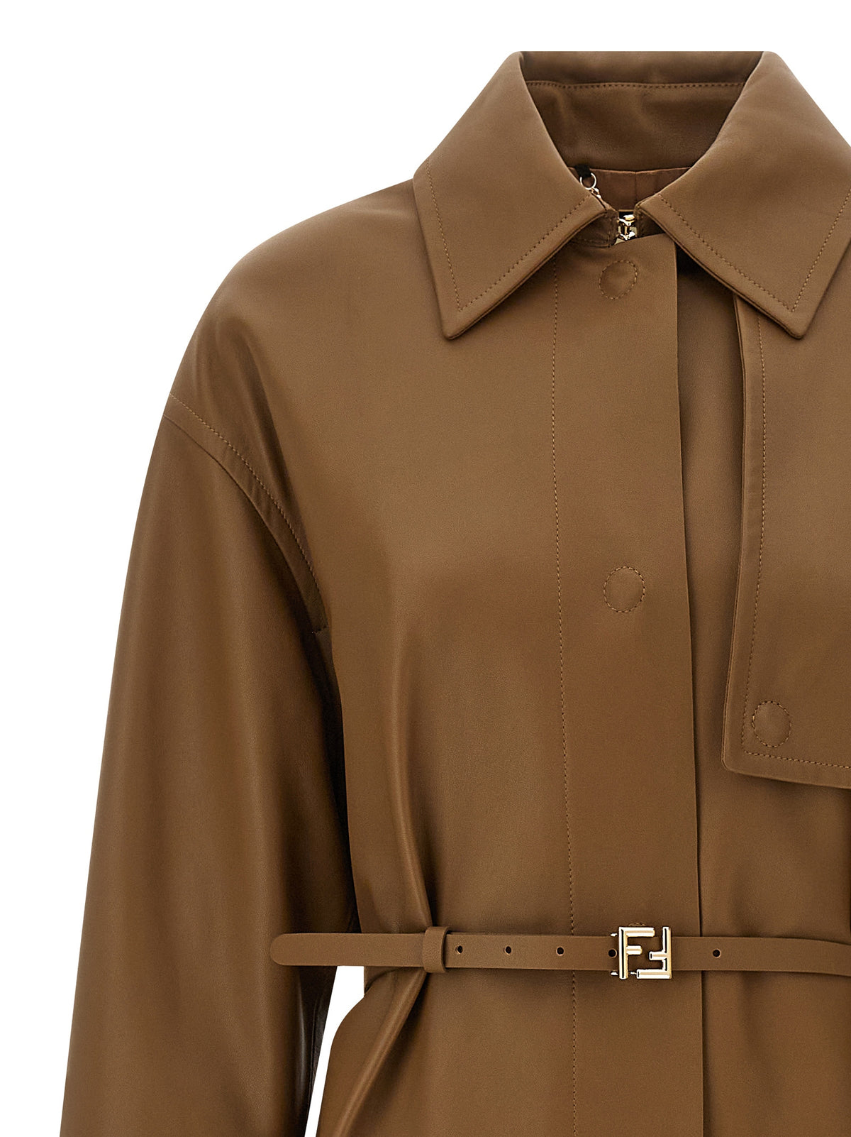 Fendi | Brown Lamb Leather Coat