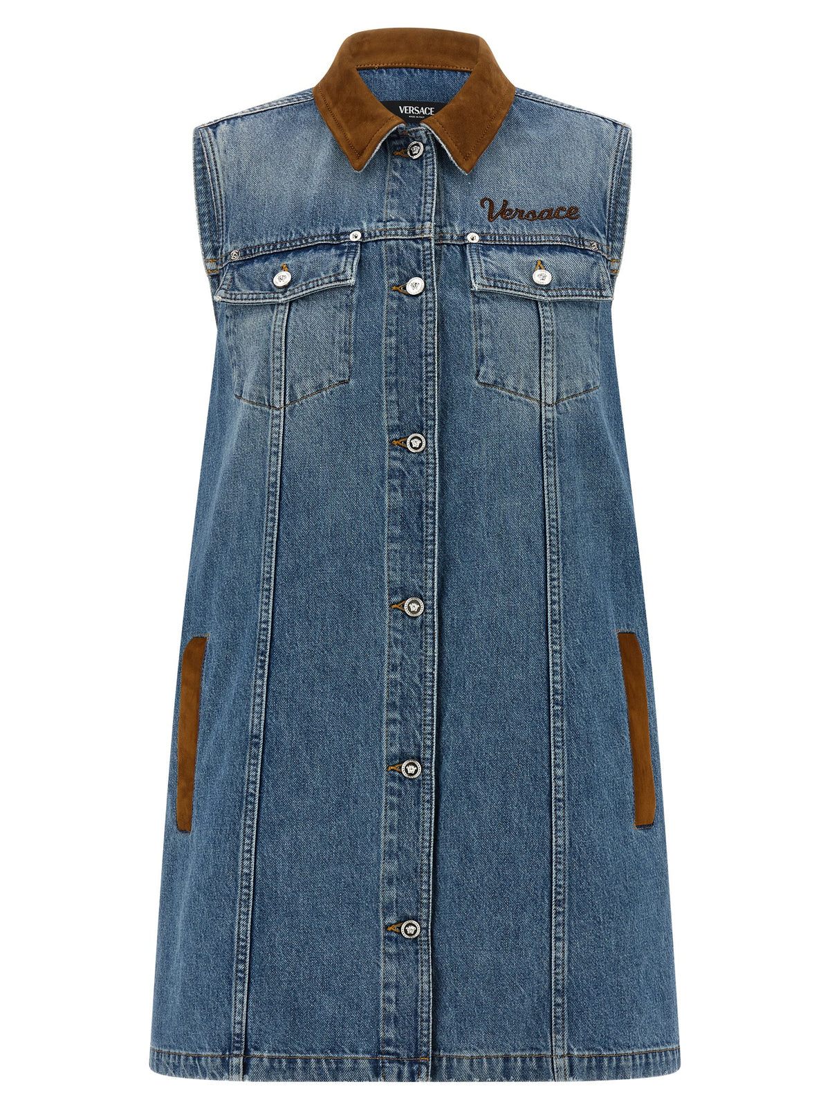 Versace | Blue Cotton Short Dress