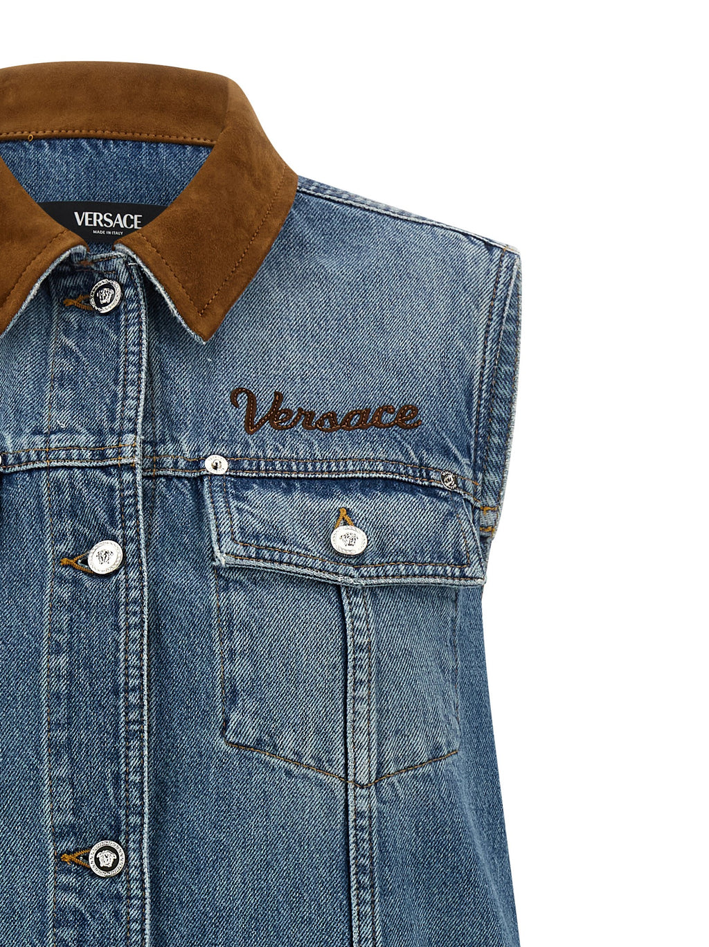Versace | Blue Cotton Short Dress