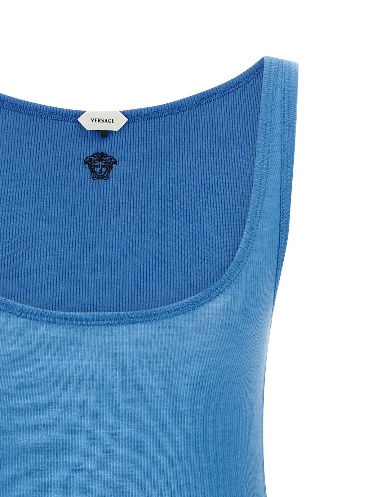 Versace | Blue Virgin Wool Tank Tops