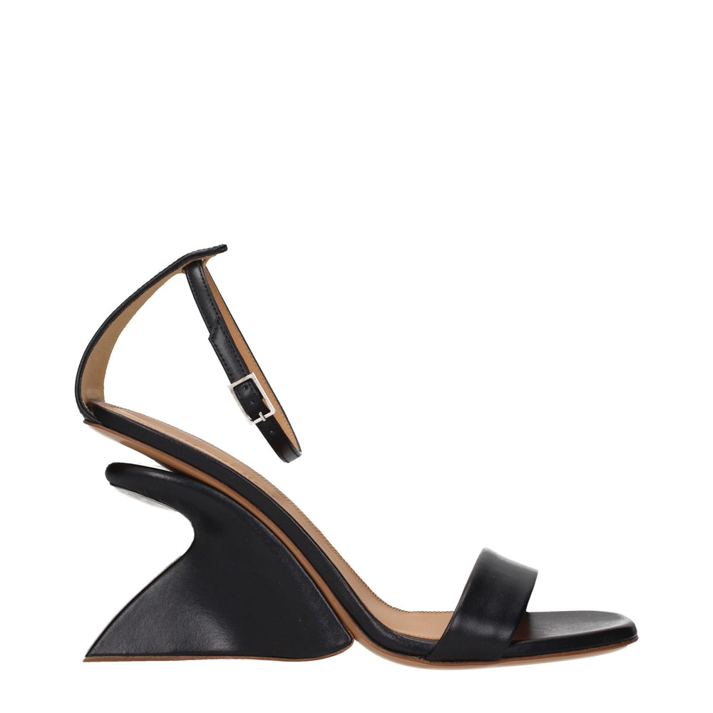 Off-White | Black Leather Stiletto Heel Sandals