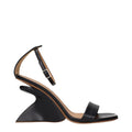 Off-White | Black Leather Stiletto Heel Sandals
