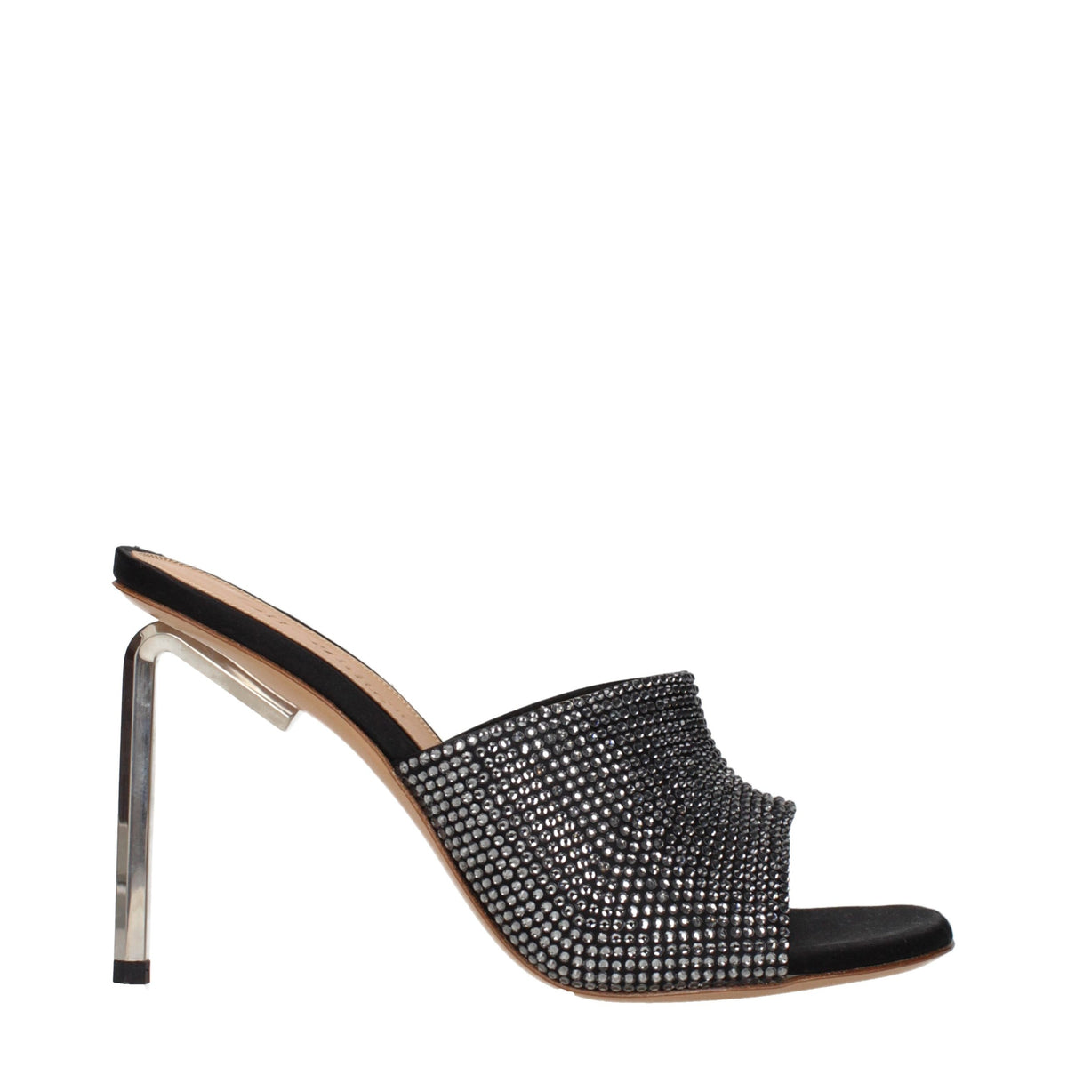 Off-White | Black Satin Stiletto Heel Sandals