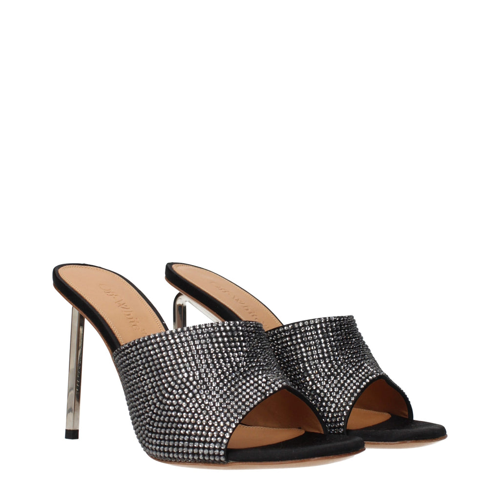Off-White | Black Satin Stiletto Heel Sandals