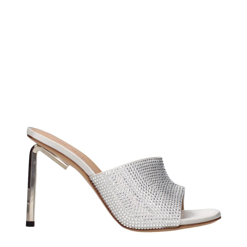 Off-White | Gray Satin Stiletto Heel Sandals