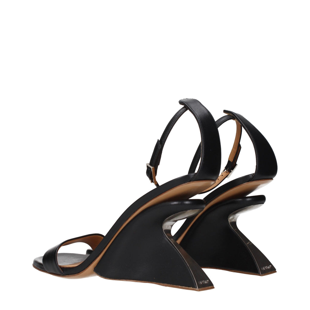 Off-White | Black Leather Stiletto Heel Sandals