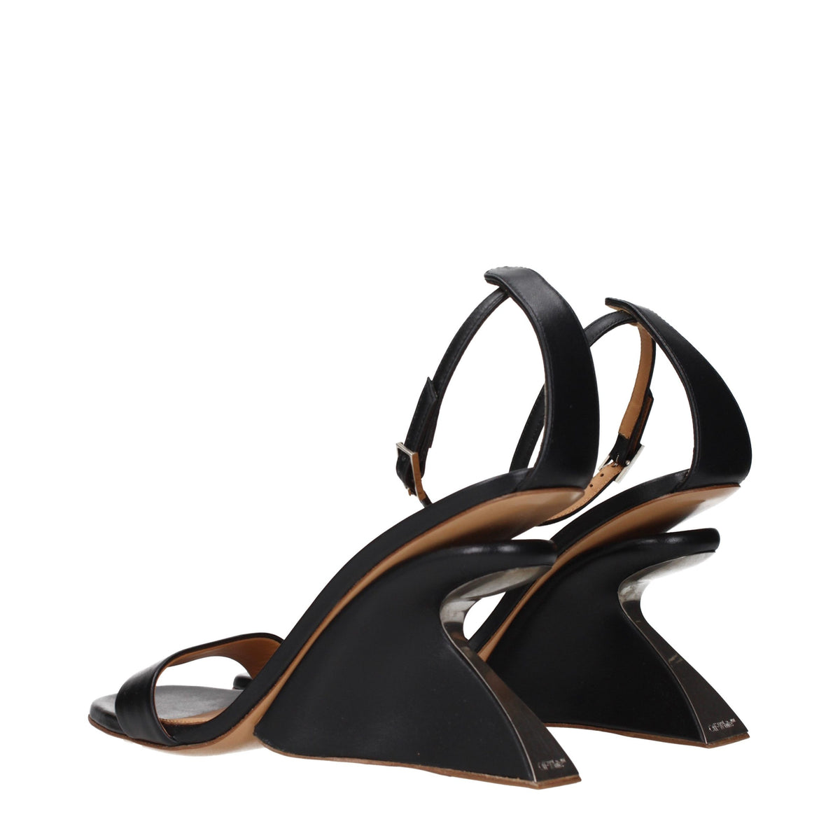 Off-White | Black Leather Stiletto Heel Sandals
