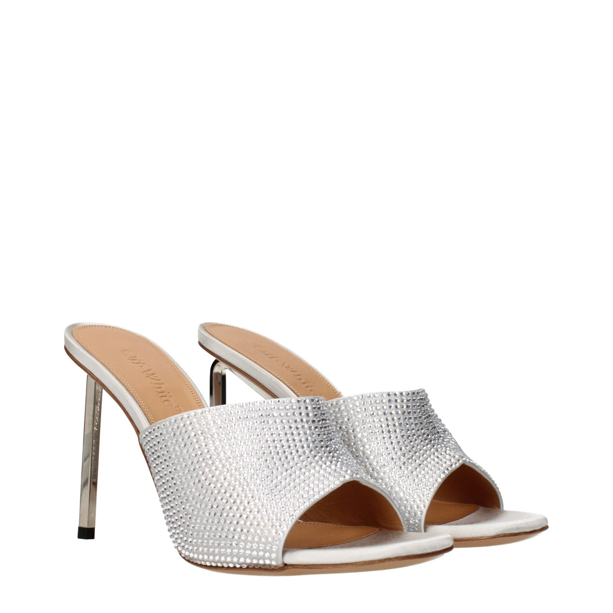 Off-White | Gray Satin Stiletto Heel Sandals