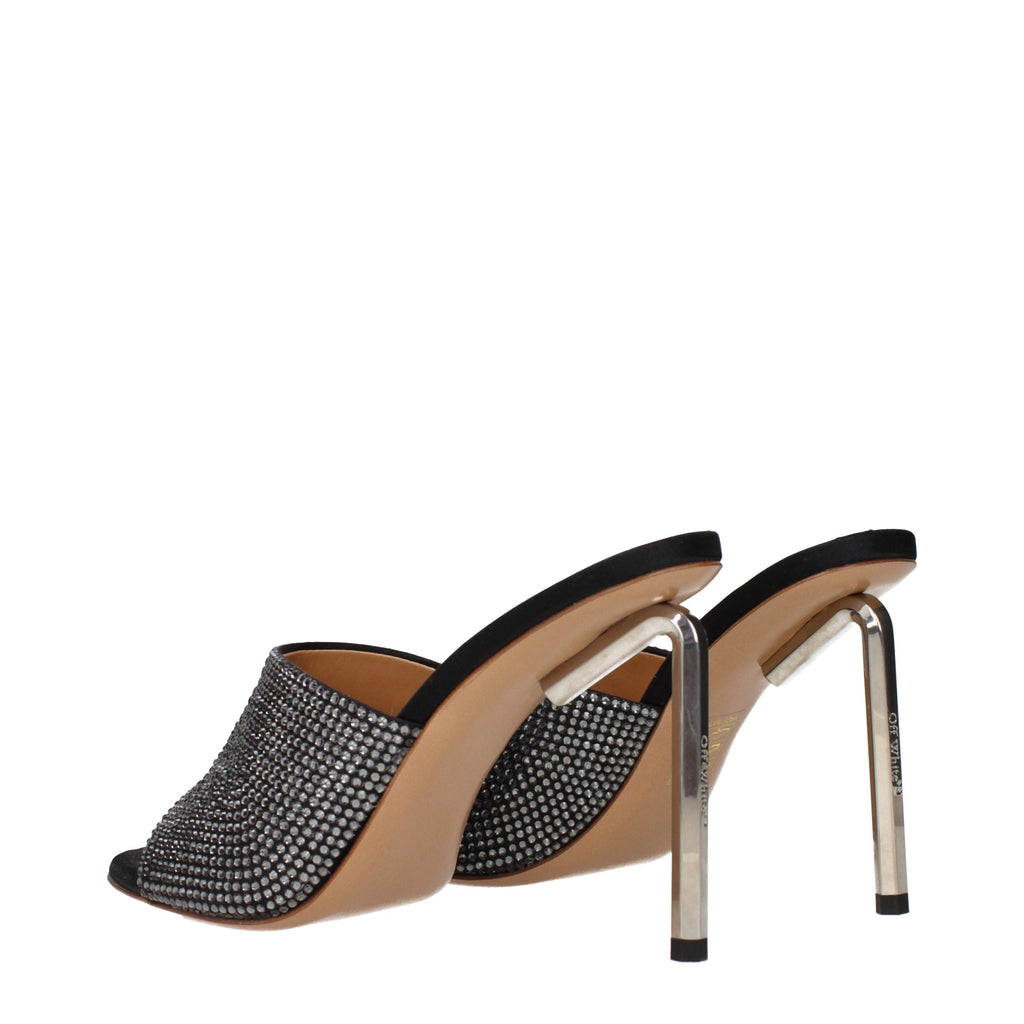 Off-White | Black Satin Stiletto Heel Sandals