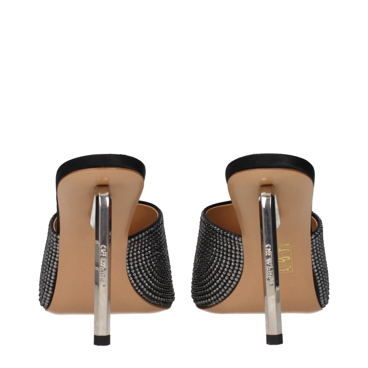 Off-White | Black Satin Stiletto Heel Sandals