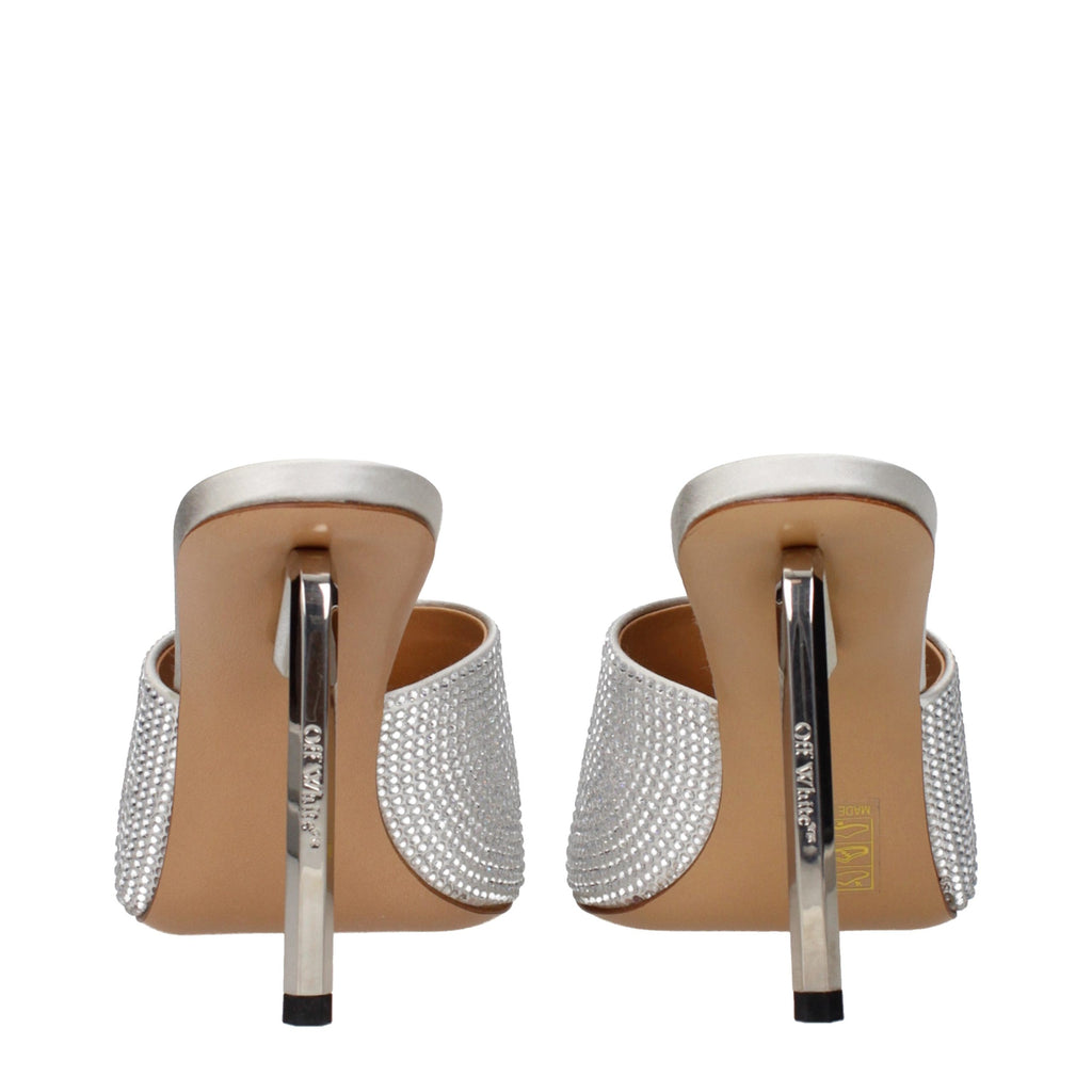 Off-White | Gray Satin Stiletto Heel Sandals