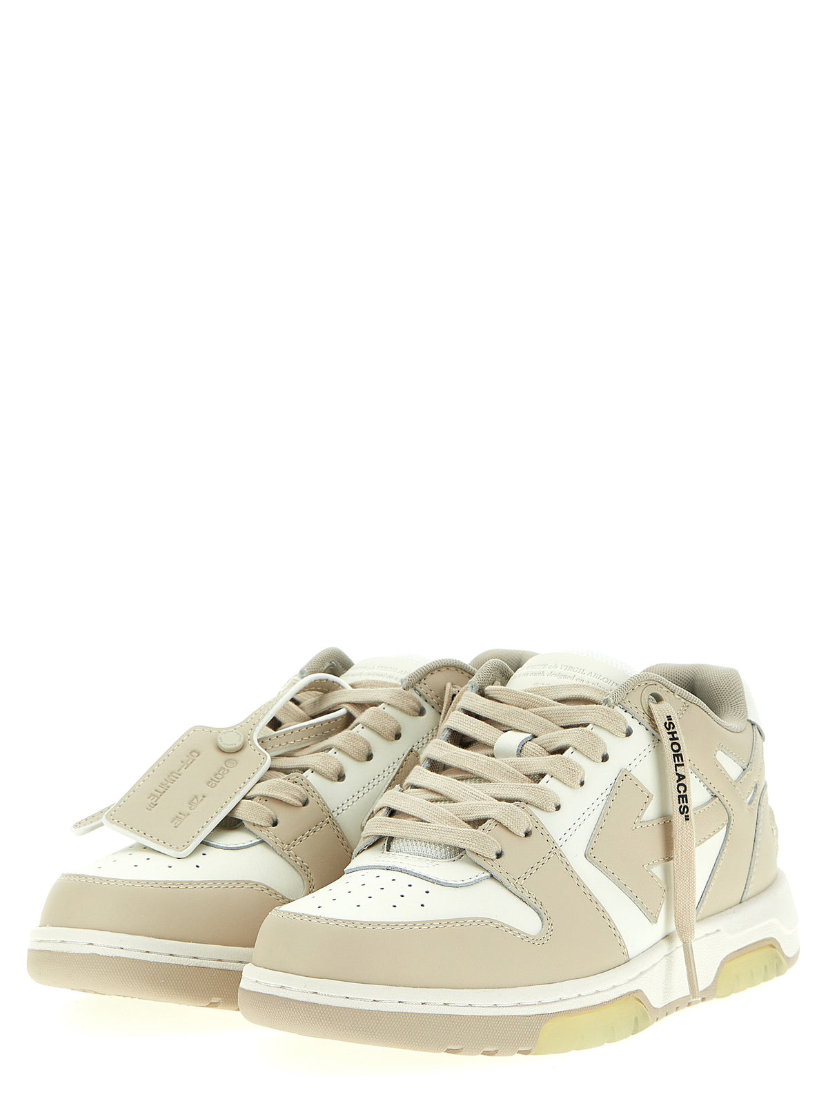 Off-White | Beige Calfskin Low Top Sneakers