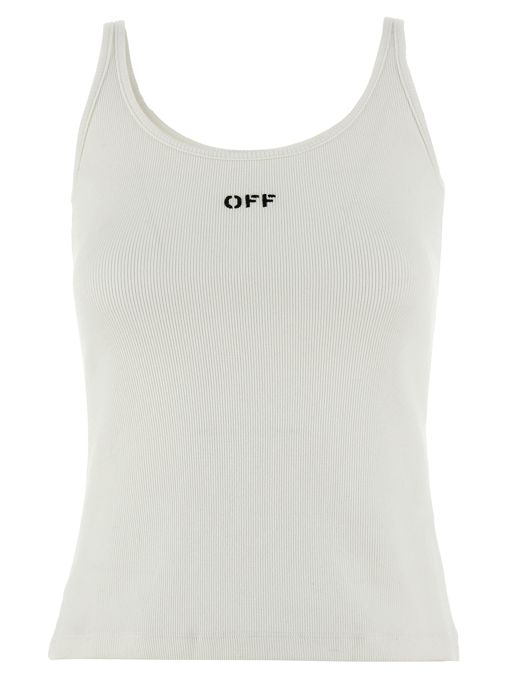 Off-White | White Cotton Sleeveles T-Shirt