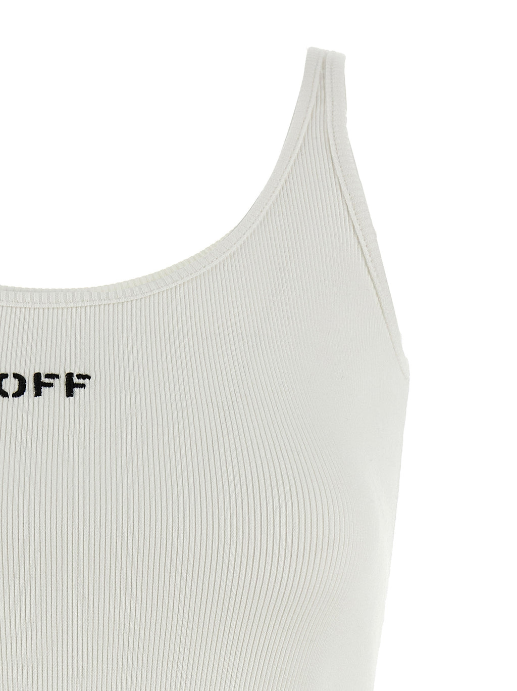 Off-White | White Cotton Sleeveles T-Shirt