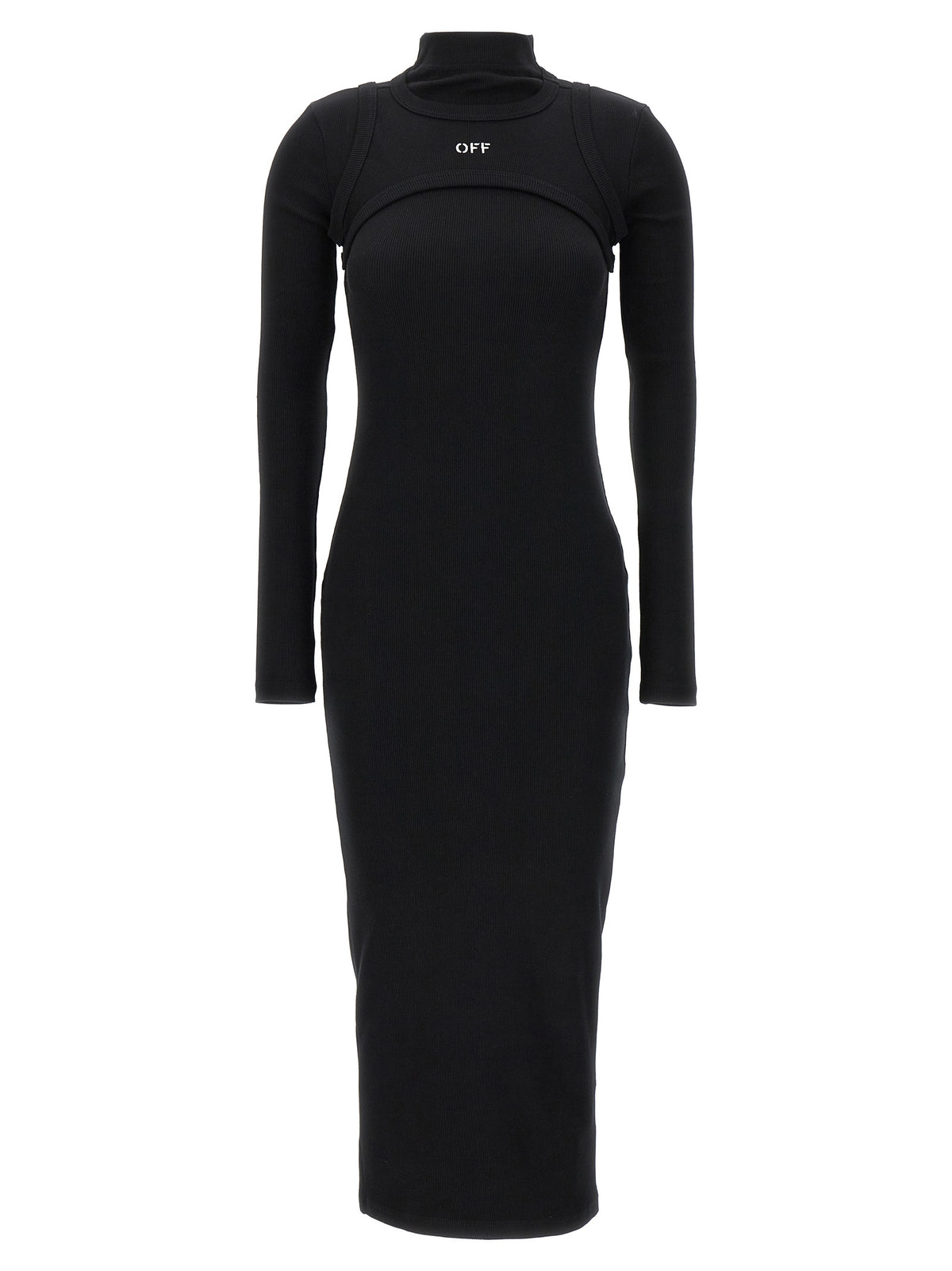 Off-White | Black Cotton Midi Dress