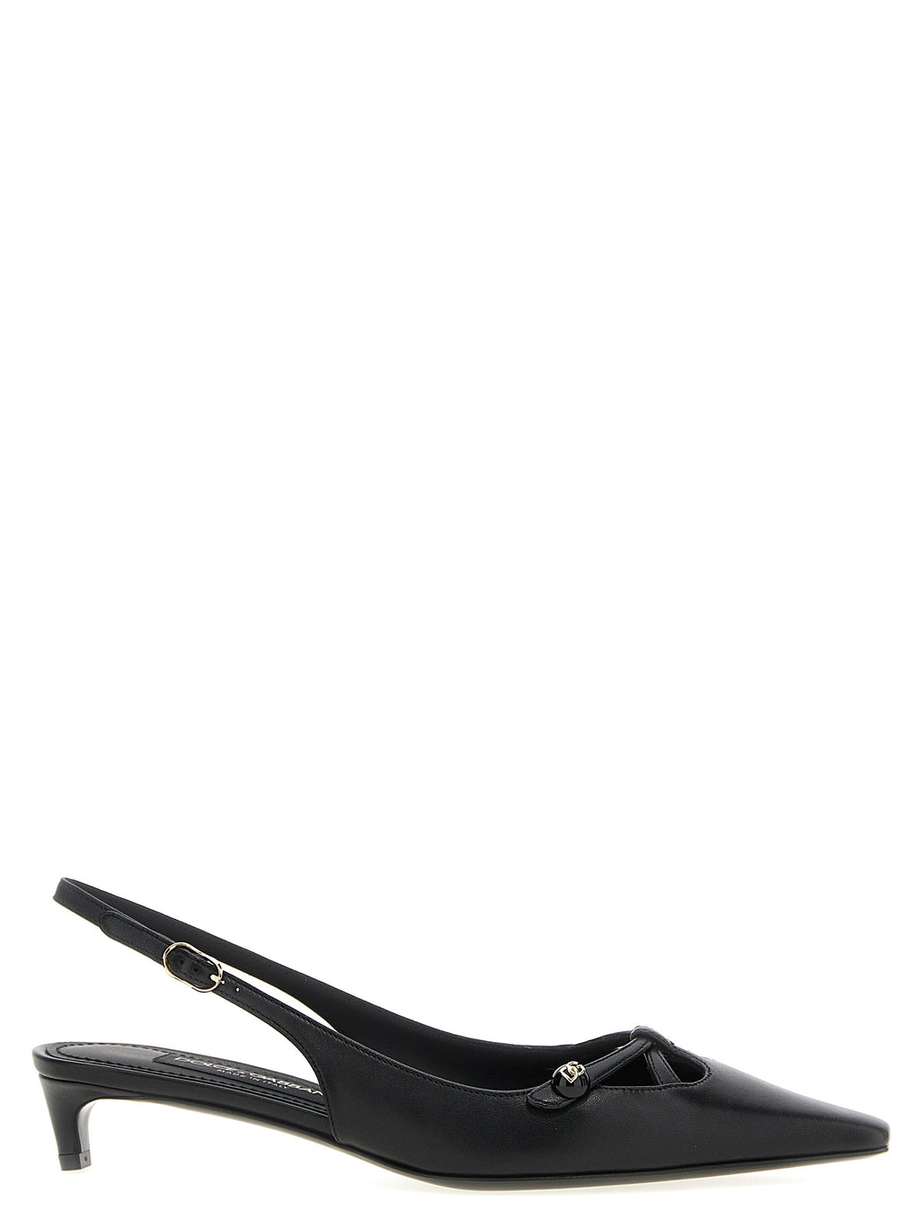 Dolce & Gabbana | Black Lamb Leather Mid Heel Pumps