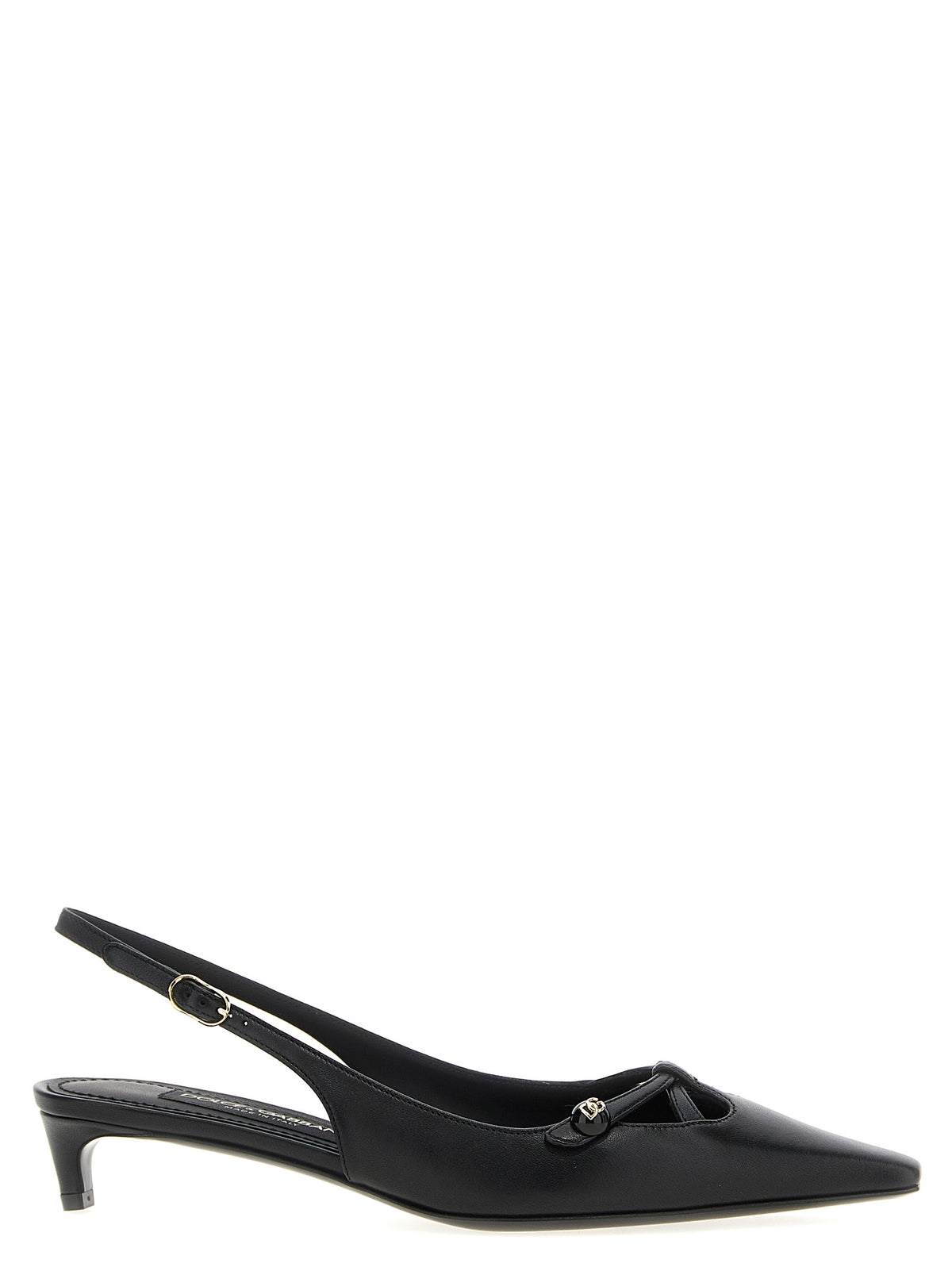 Dolce & Gabbana | Black Lamb Leather Mid Heel Pumps