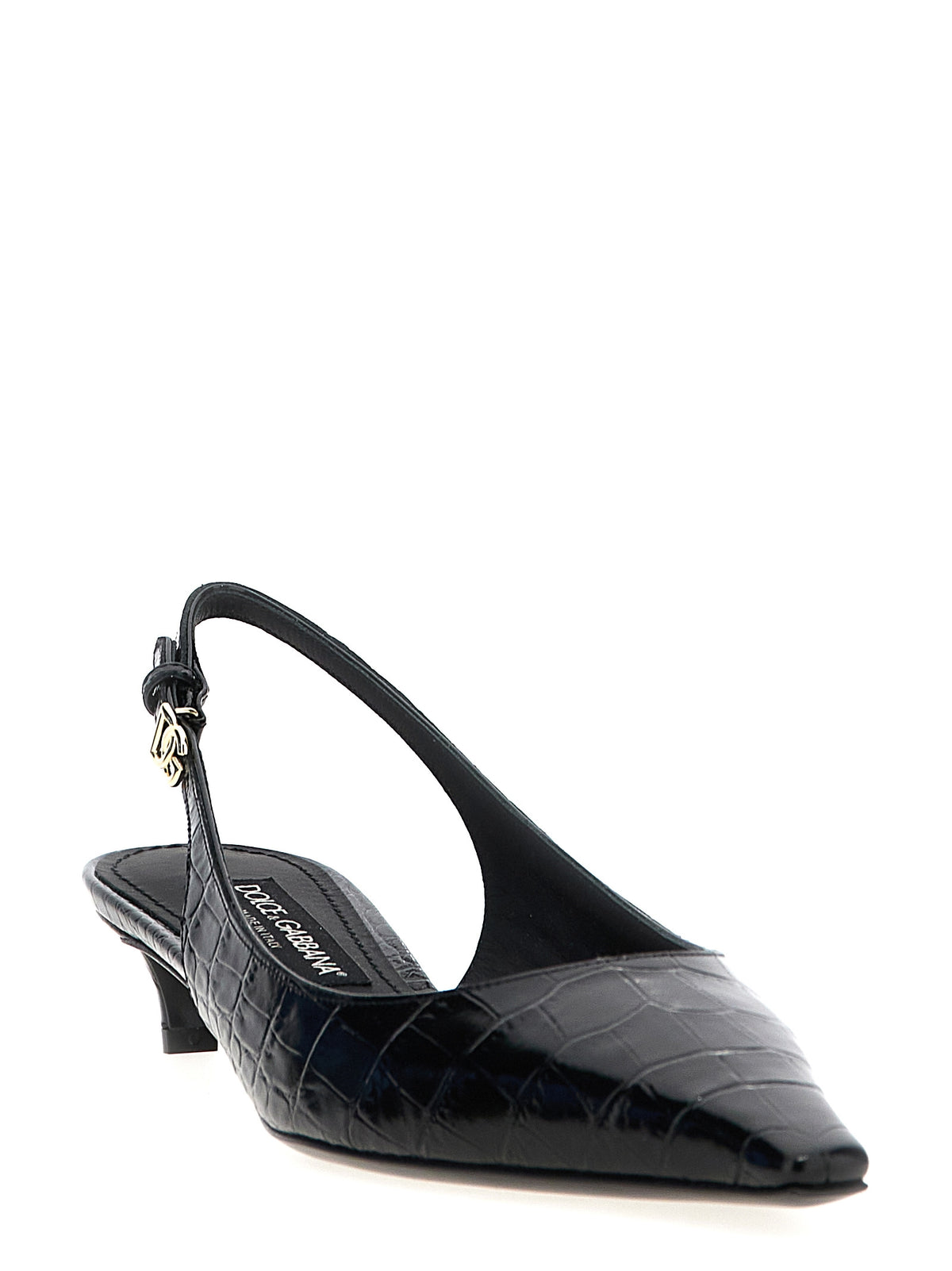 Dolce & Gabbana | Black Calfskin Mid Heel Pumps