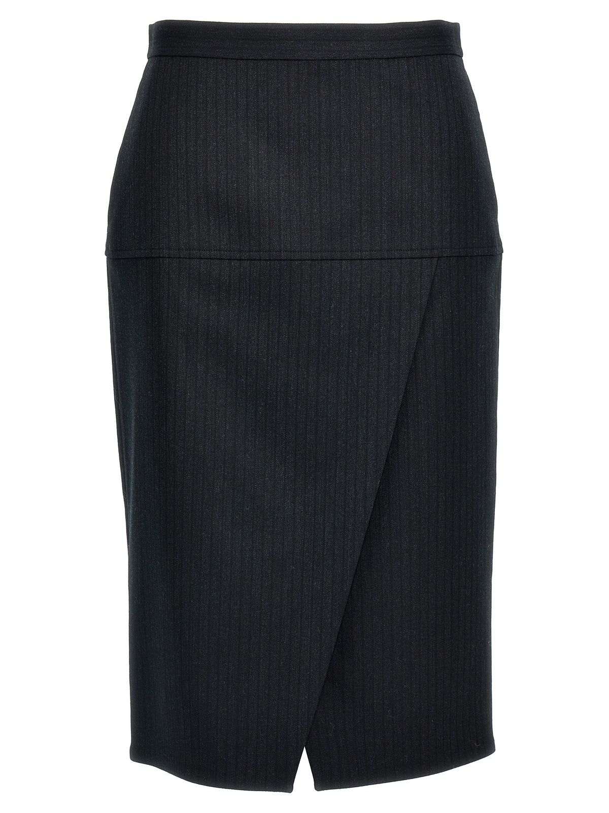 Fendi | Gray Virgin Wool Midi Skirt