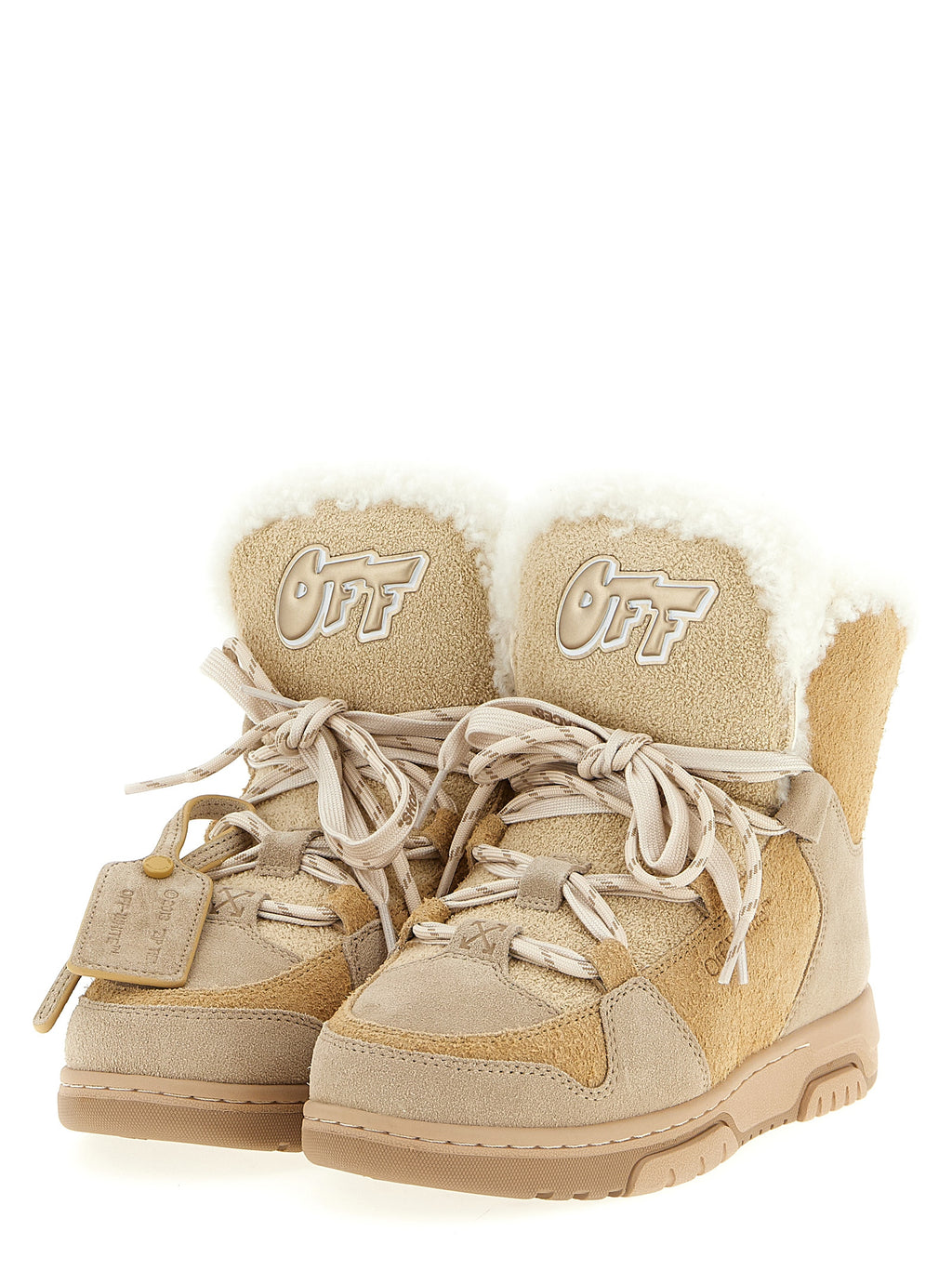 Off-White | Beige Calfskin Ankle Boots