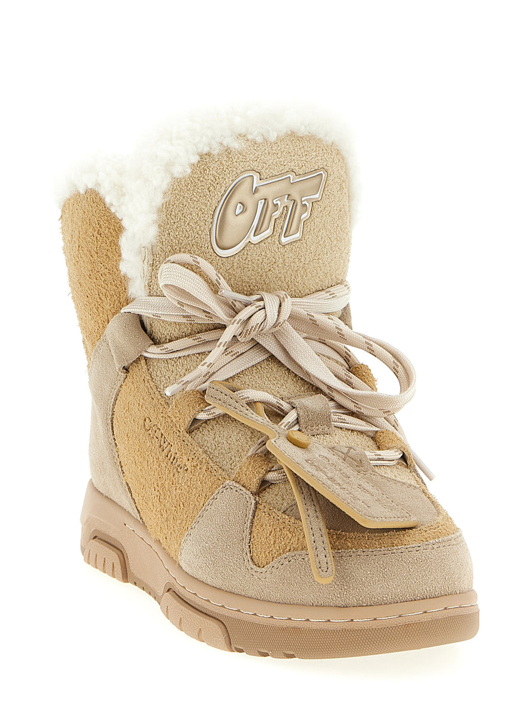 Off-White | Beige Calfskin Ankle Boots