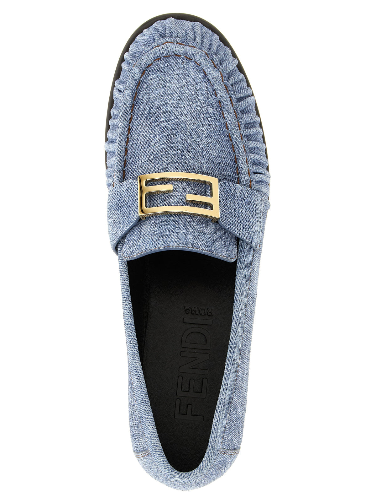 Fendi | Blue Calfskin Slip-On Loafers