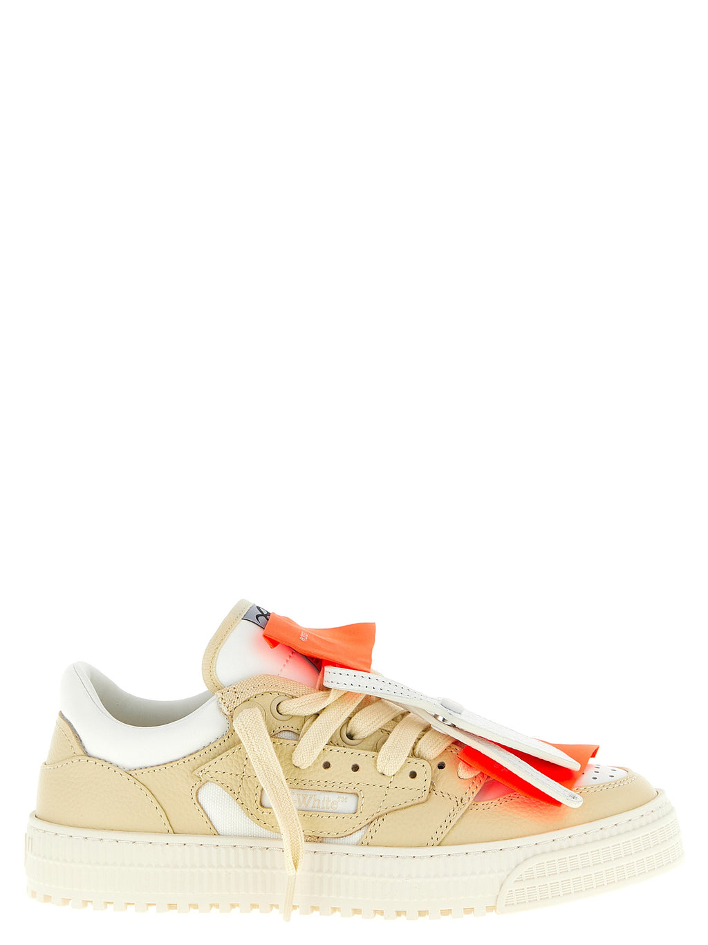 Off-White | Beige Leather Low Top Sneakers