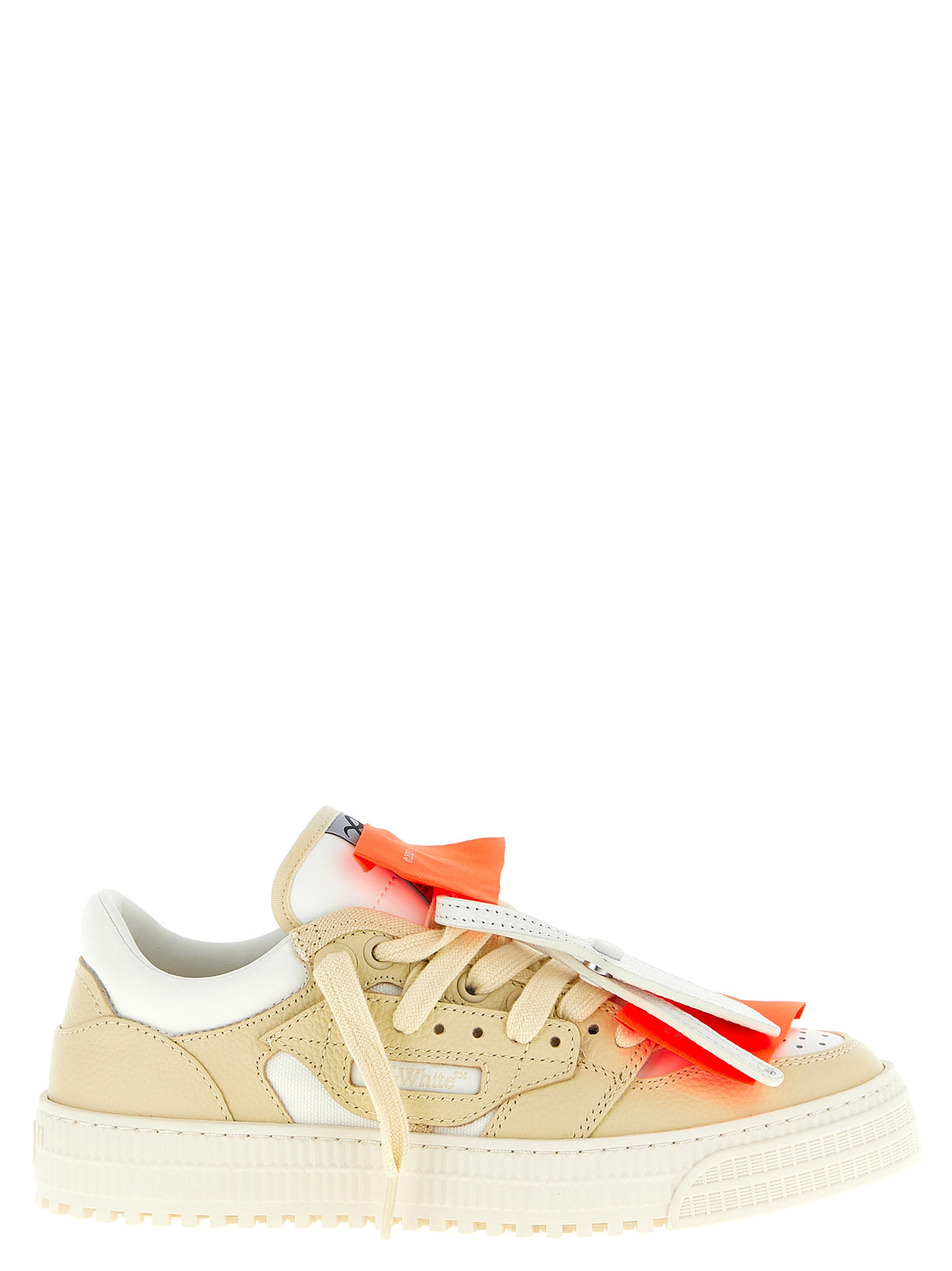 Off-White | Beige Leather Low Top Sneakers