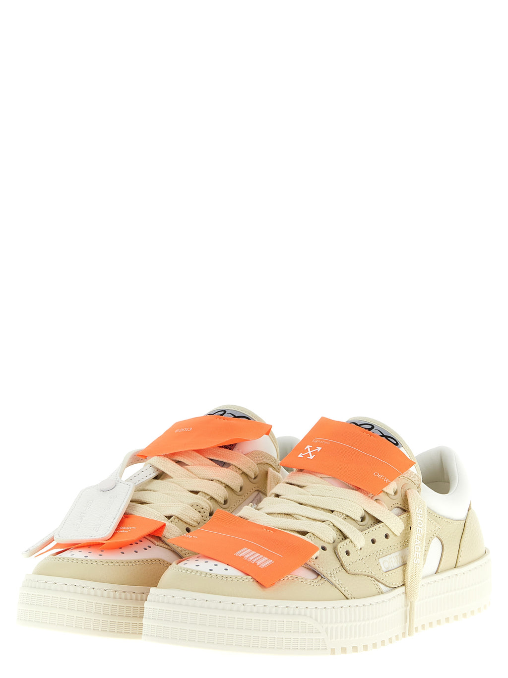 Off-White | Beige Leather Low Top Sneakers