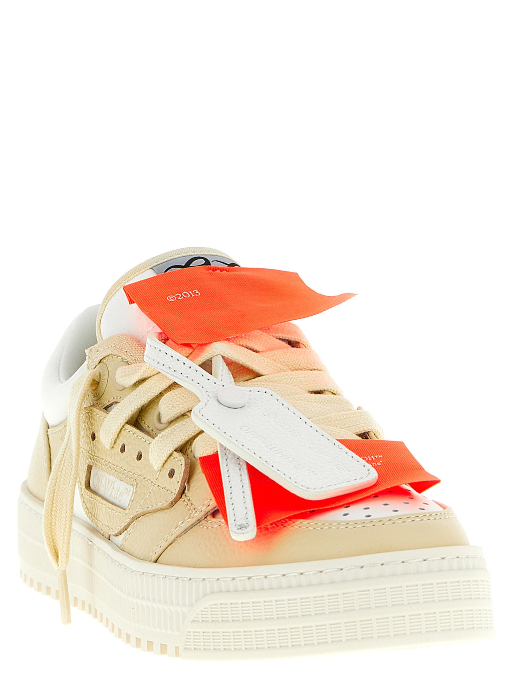 Off-White | Beige Leather Low Top Sneakers