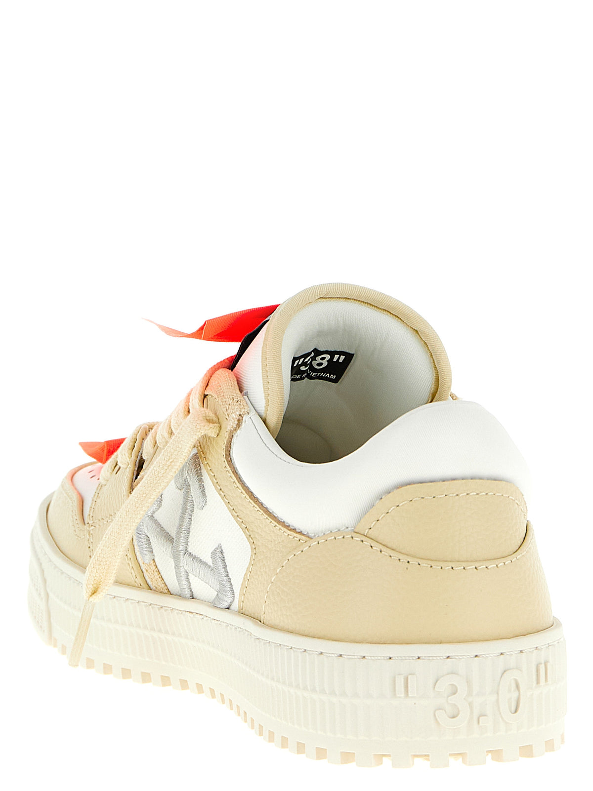Off-White | Beige Leather Low Top Sneakers