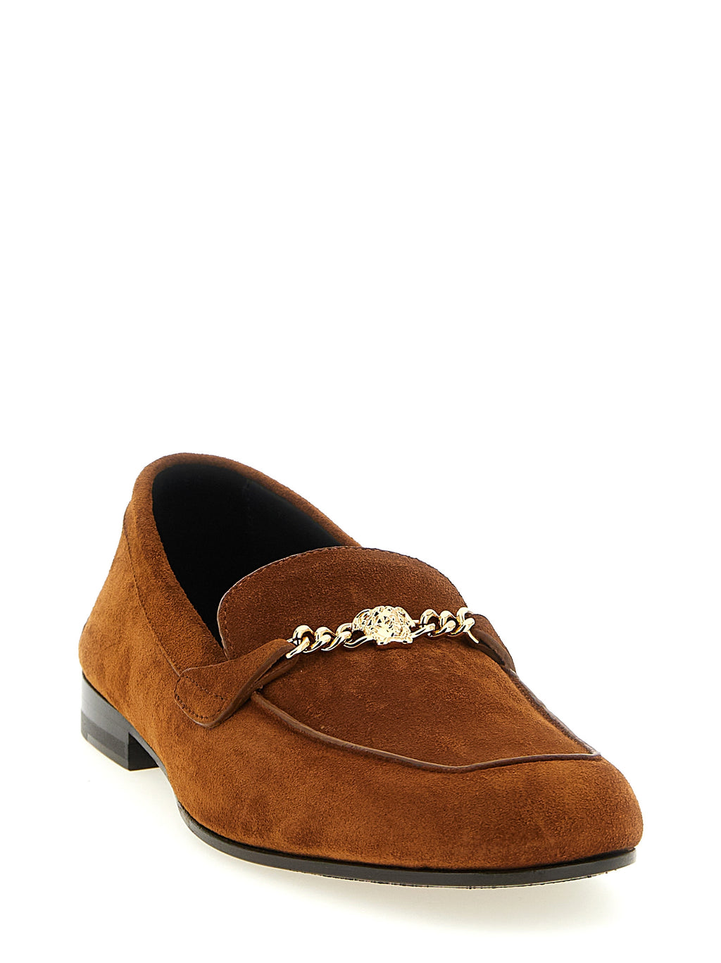Versace | Brown Calfskin Slip-On Loafers