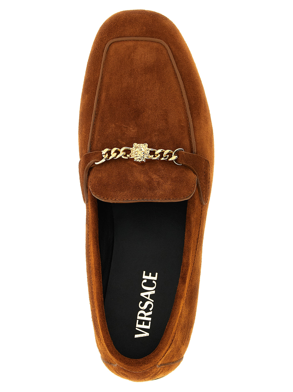 Versace | Brown Calfskin Slip-On Loafers